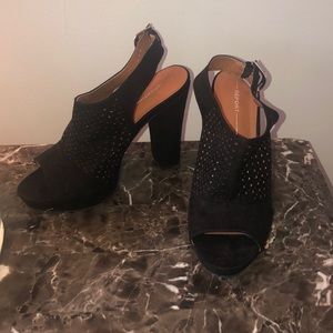 Black peep toe heels